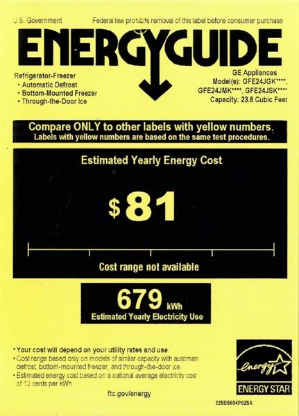 GE - 23.8 Cu. Ft. French Door Refrigerator - Stainless steel - Energy_Guide