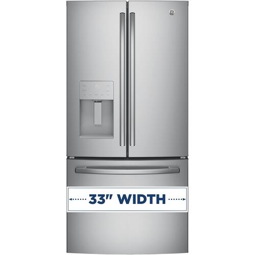 GE - 23.8 Cu. Ft. French Door Refrigerator - Stainless steel - Front_Standard
