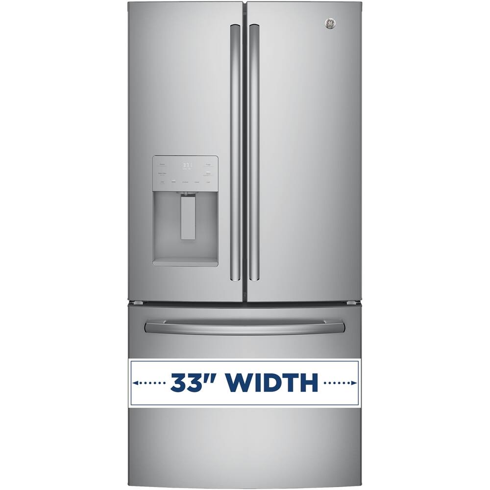 GE - 23.8 Cu. Ft. French Door Refrigerator - Stainless steel - Front_Zoom