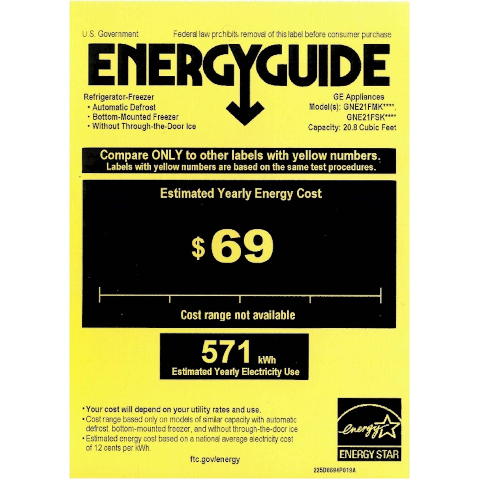 GE - 20.8 Cu. Ft. French Door Refrigerator - Stainless steel - Energy_Guide