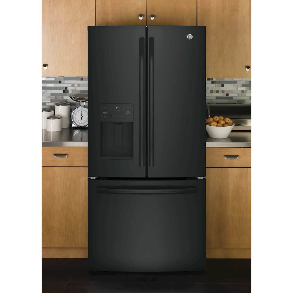 GE 23.8 Cu. Ft. French Door Refrigerator High Gloss Black at Pacific Sales