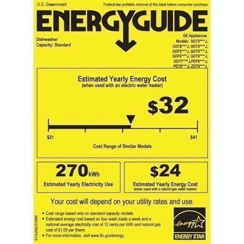 GE - Profile™ Series 24" Hidden Control Tall Tub Built-In Dishwasher with Stainless Steel Tub - Black - Energy_Guide