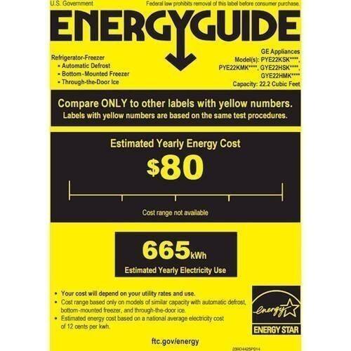 GE - Profile Series 22.2 Cu. Ft. French Door Counter-Depth Refrigerator - Stainless steel - Energy_Guide