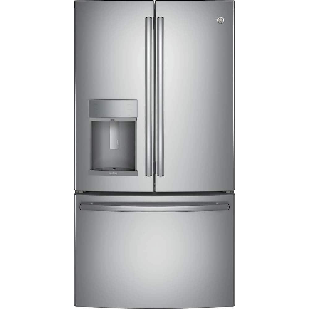 GE - Profile Series 22.2 Cu. Ft. French Door Counter-Depth Refrigerator - Stainless steel - Front_Standard
