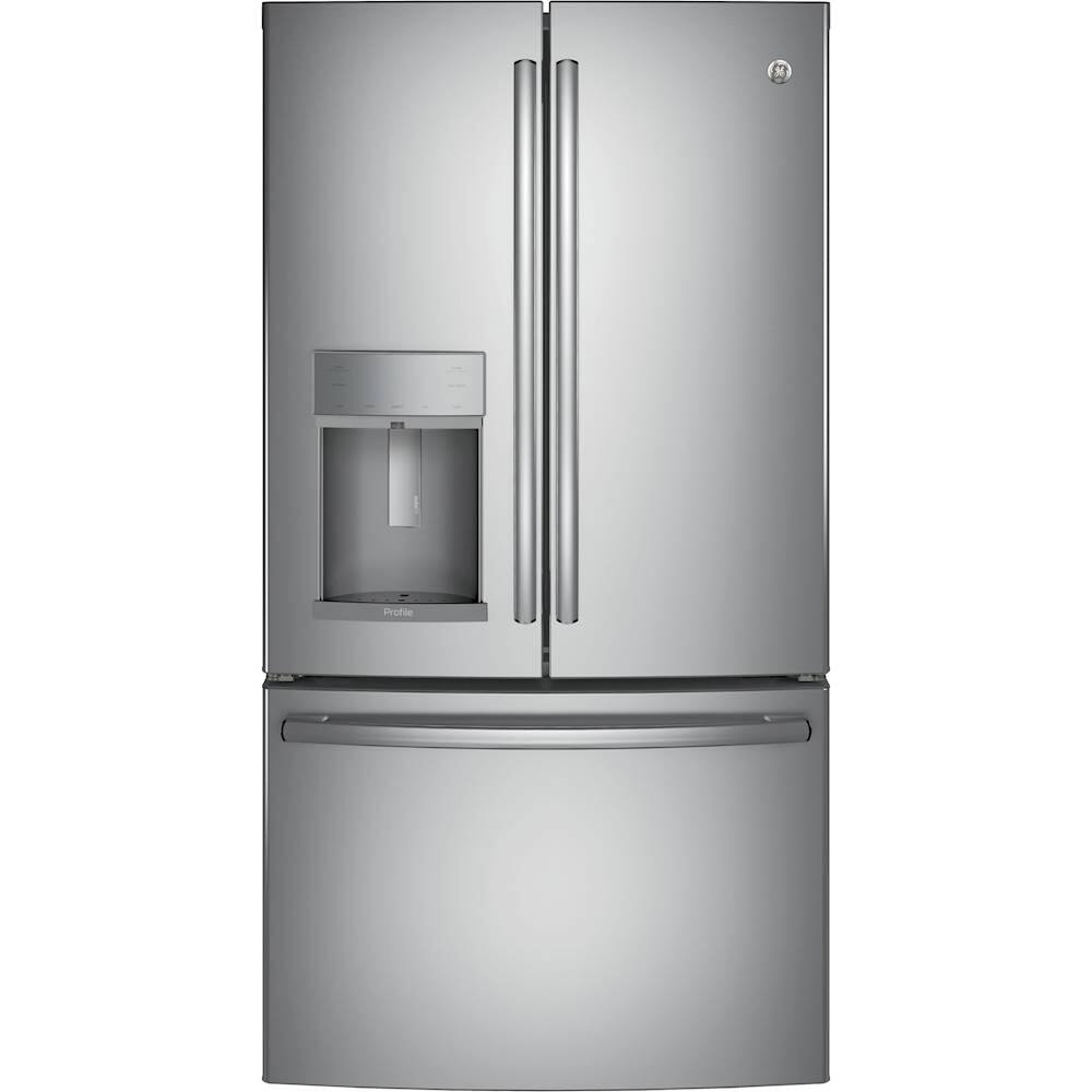 GE - Profile Series 22.2 Cu. Ft. French Door Counter-Depth Refrigerator - Stainless steel - Front_Zoom