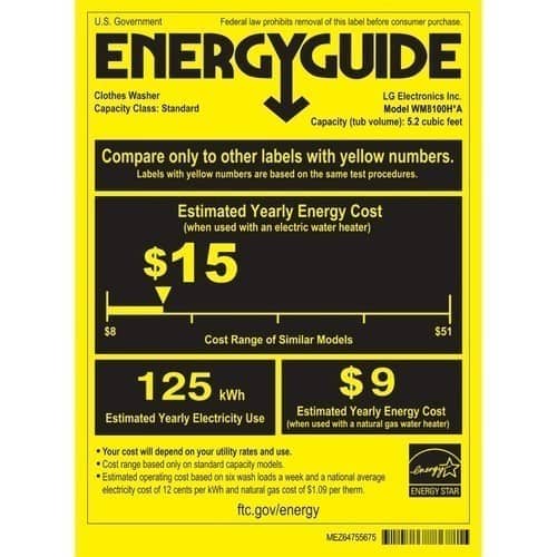 LG - 5.2 Cu. Ft. 14-Cycle Front-Loading Washer - Graphite Steel - Energy_Guide
