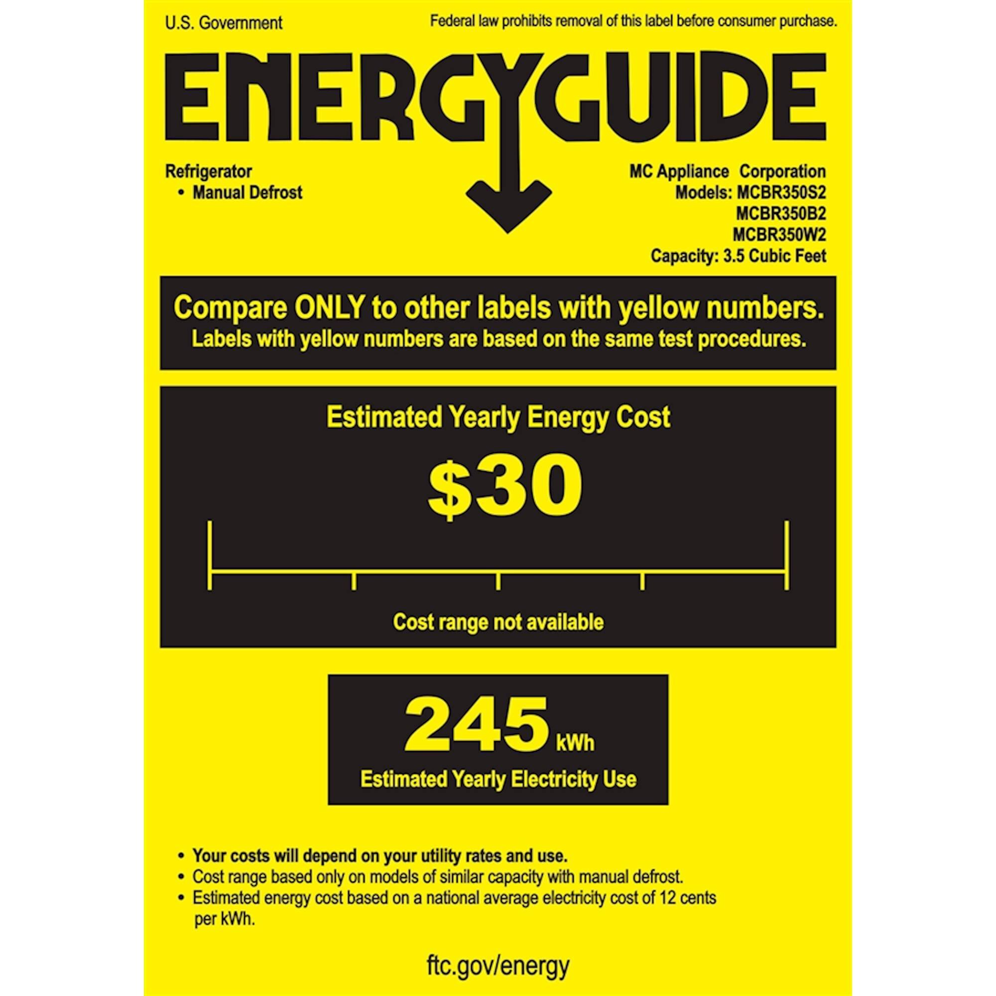 Magic Chef - 3.5 Cu. Ft. Mini Fridge - White - Energy_Guide