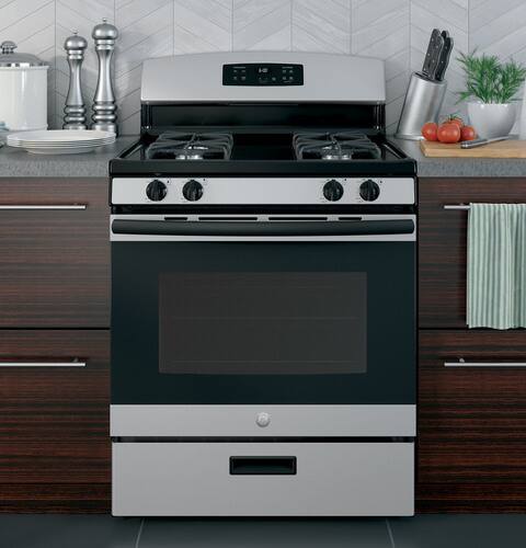 GE - 4.8 Cu. Ft. Freestanding Gas Range - Silver - Alt_View_Standard_16