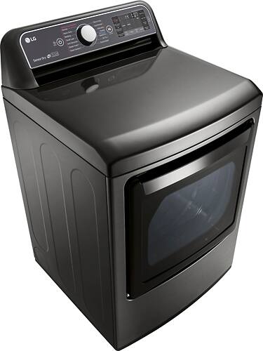 LG - 7.3 Cu. Ft. 14-Cycle Electric Dryer with Steam - Black stainless steel - Angle_Standard