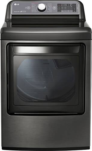 LG - 7.3 Cu. Ft. 14-Cycle Electric Dryer with Steam - Black stainless steel - Front_Standard