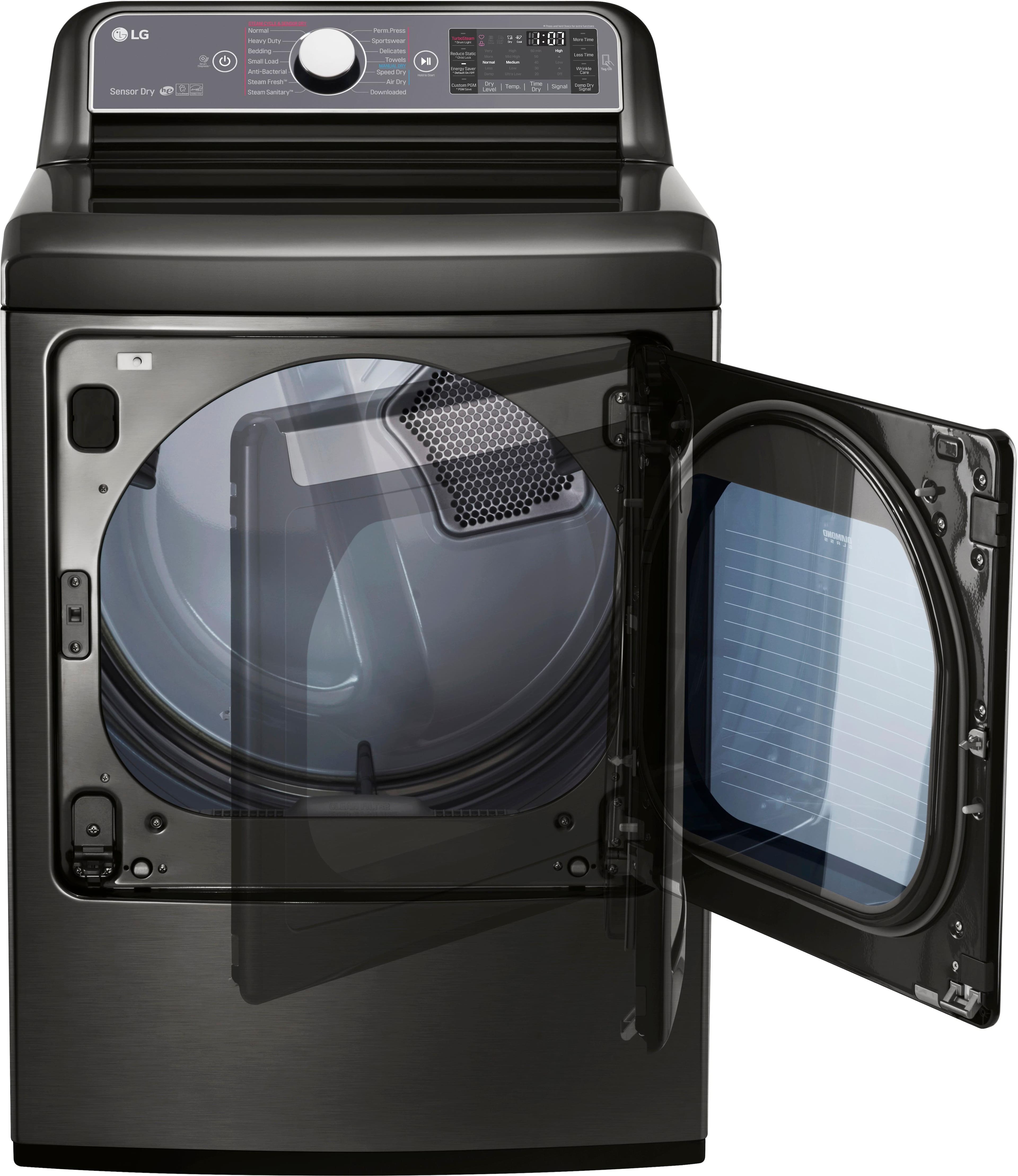 LG - 7.3 Cu. Ft. 14-Cycle Electric Dryer with Steam - Black stainless steel - Alt_View_Standard_13