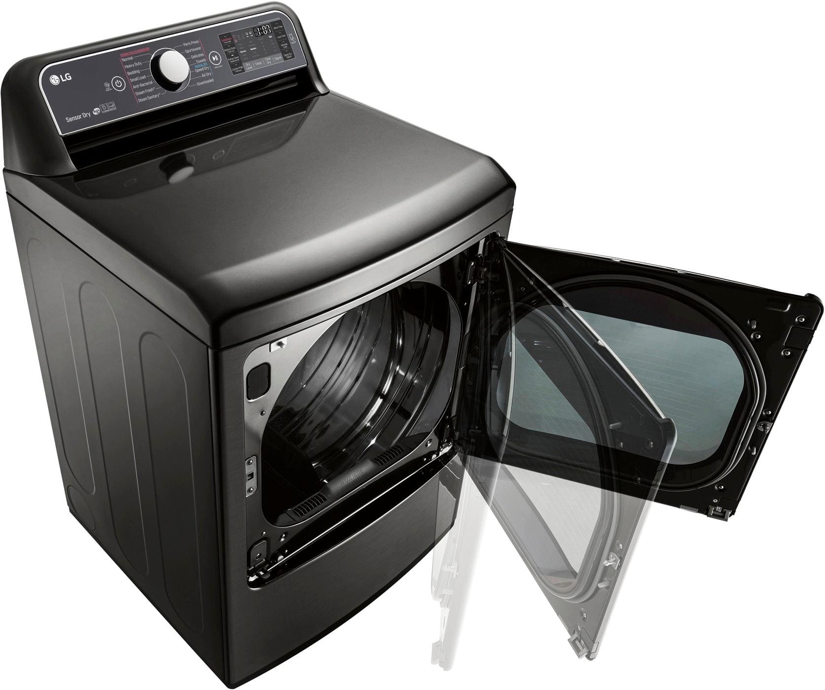 LG - 7.3 Cu. Ft. 14-Cycle Electric Dryer with Steam - Black stainless steel - Alt_View_Standard_15