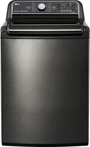 LG - 5.2 Cu. Ft. 14-Cycle Top-Loading Washer - Black stainless steel - Front_Standard
