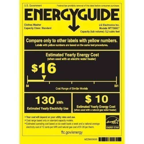 LG - 5.2 Cu. Ft. 12-Cycle Super Capacity Top Load Washer - White - Energy_Guide