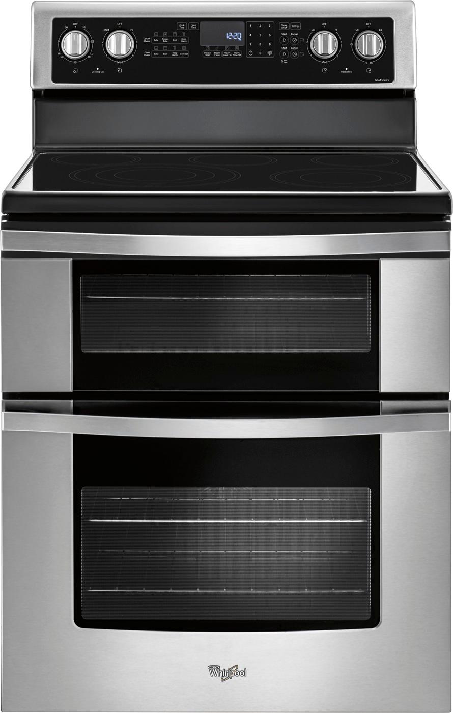 Whirlpool - 6.7 Cu. Ft. Self-Cleaning Freestanding Double Oven Electric Whirlpool Stainless Steel Double Oven
