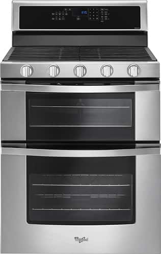 Whirlpool - 6.0 Cu. Ft. Self-Cleaning Freestanding Double Oven Gas Convection Range - Stainless steel - Front_Standard