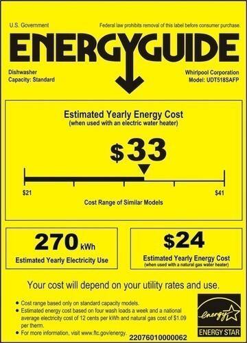 Whirlpool - 18" Built-In Dishwasher - Black - Energy_Guide