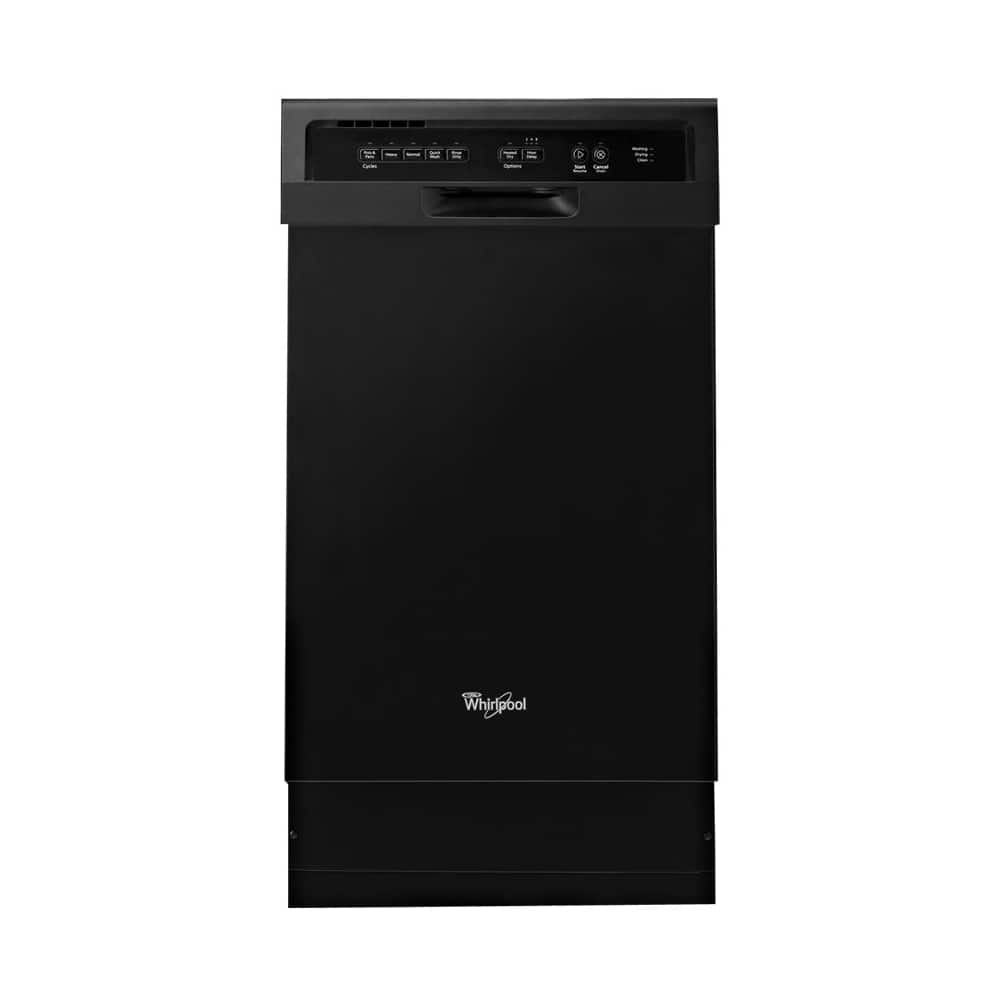 Whirlpool - 18" Built-In Dishwasher - Black - Front_Standard