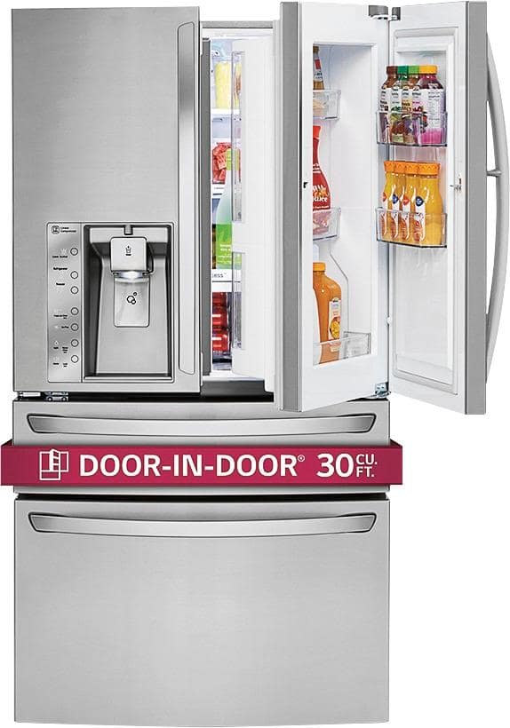 LG - Door-in-Door 29.9 Cu. Ft. 4-Door French Door Refrigerator with Thru-the-Door Ice and Water - Stainless steel - Alt_View_Standard_12