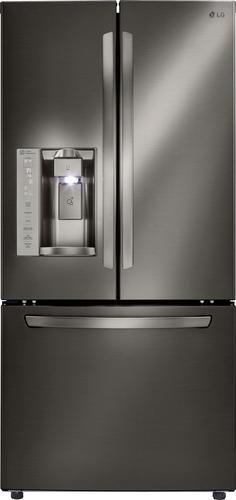 LG - 24.2 Cu. Ft. French Door Refrigerator - PrintProof Black Stainless Steel - Front_Standard