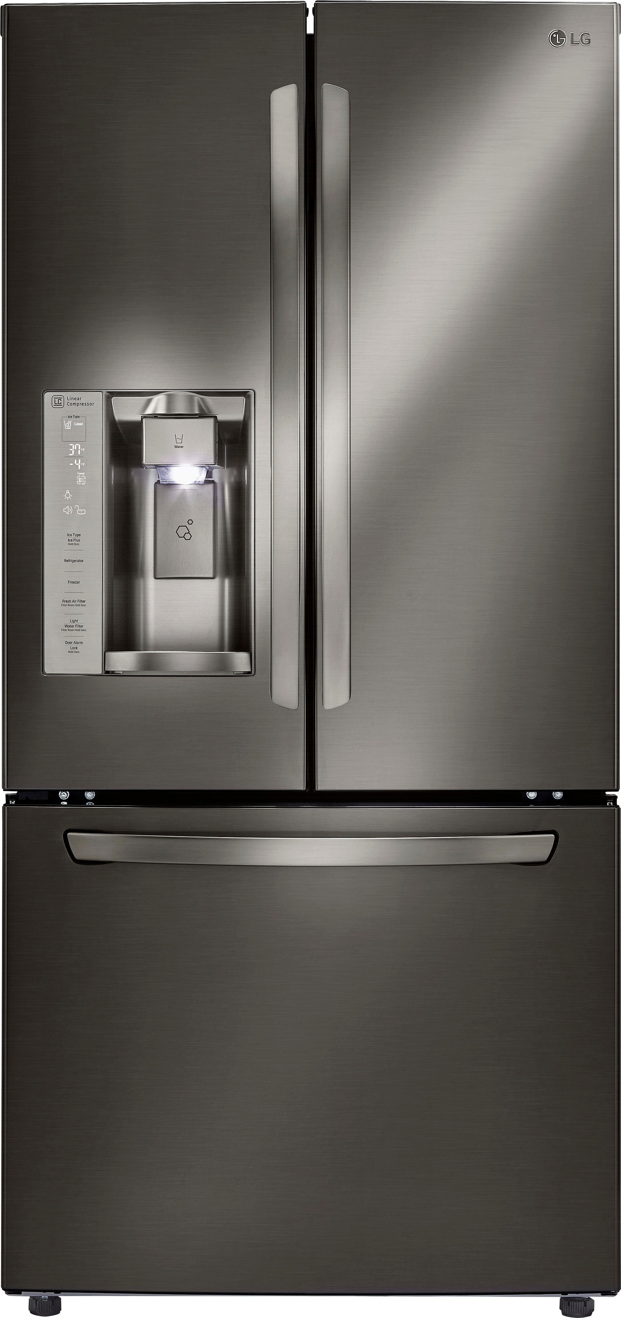 LG - 24.2 Cu. Ft. French Door Refrigerator - PrintProof Black Stainless Steel - Front_Zoom