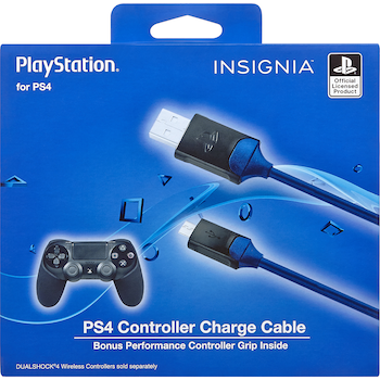 Charging Cable With Controller Grip For Playstation 4 Black Blue Insignia