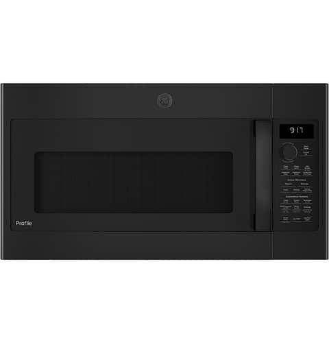 GE - Profile™ Series 1.7 cu. ft. Convection Over-the-Range Microwave - Black - Front_Standard