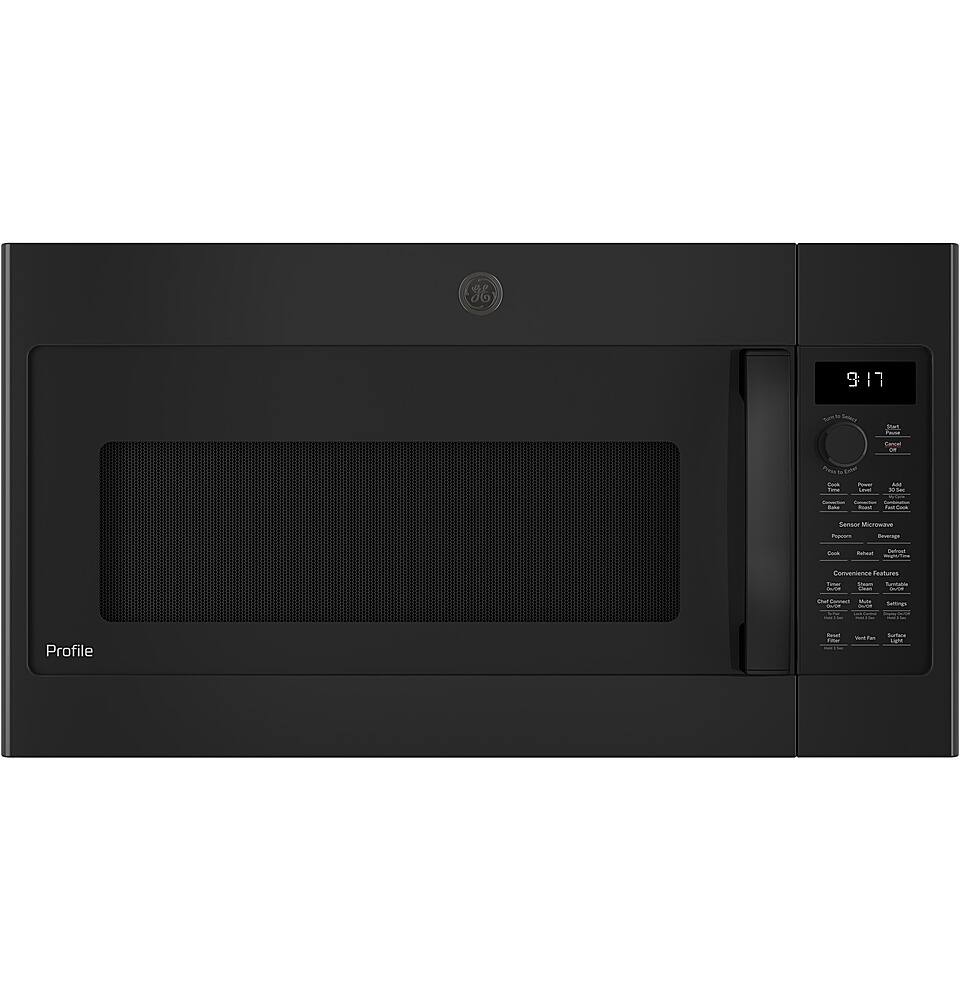 GE - Profile™ Series 1.7 cu. ft. Convection Over-the-Range Microwave - Black - Front_Zoom