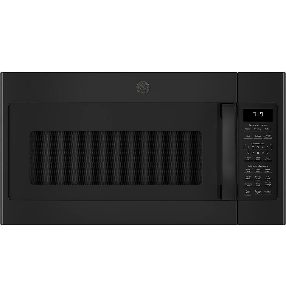 GE - 1.9 Cu. Ft. Over-the-Range Microwave - Black - Front_Zoom