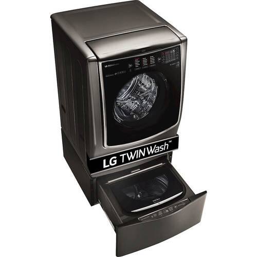 LG - SIGNATURE 5.8 Cu. Ft. 14-Cycle Front-Load Smart Wi-Fi Washer with TurboWash - Premium Black Stainless Steel - Alt_View_Standard_14