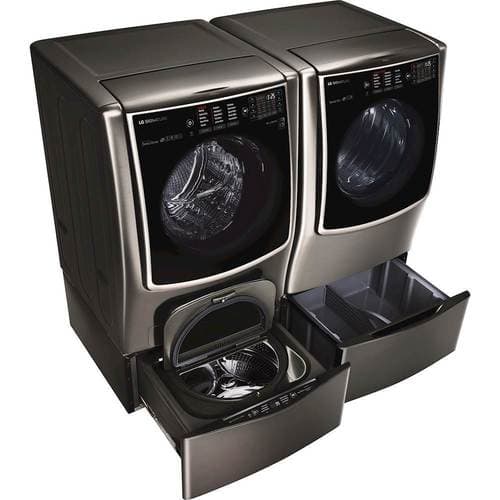 LG - SIGNATURE 9.0 Cu. Ft. 14-Cycle Smart Wi-Fi Gas Dryer with TurboSteam - Black stainless steel - Alt_View_Standard_19