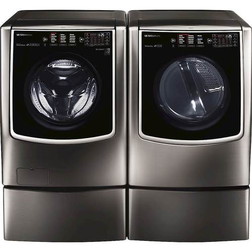 LG - SIGNATURE 9.0 Cu. Ft. 14-Cycle Smart Wi-Fi Electric Dryer with TurboSteam - Black stainless steel - Alt_View_Standard_18