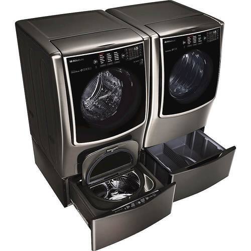 LG - SIGNATURE 9.0 Cu. Ft. 14-Cycle Smart Wi-Fi Electric Dryer with TurboSteam - Black stainless steel - Alt_View_Standard_19