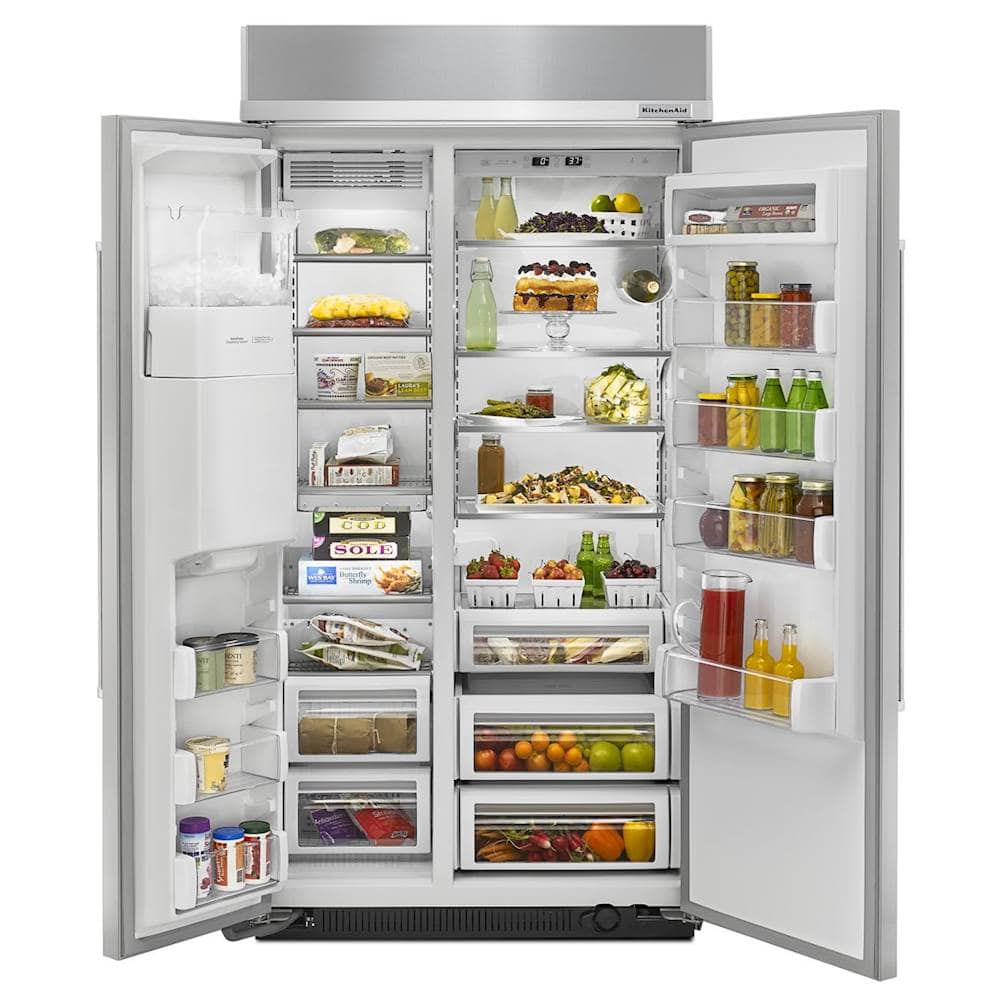 KitchenAid - 25 Cu. Ft. Side-by-Side Built-In Refrigerator - Stainless steel - Alt_View_Standard_1