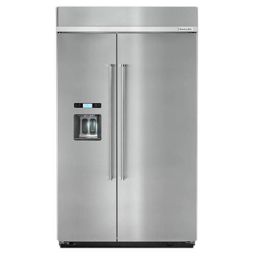 KitchenAid - 29.5 Cu. Ft. Side-by-Side Built-In Refrigerator - Stainless steel - Front_Standard