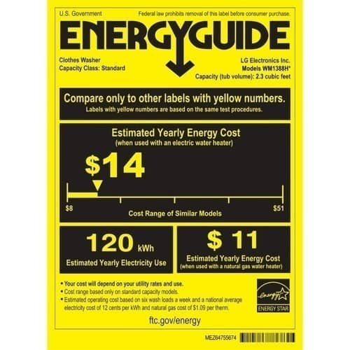 LG - 2.2 Cu. Ft. 14-Cycle Front-Loading Washer - White - Energy_Guide