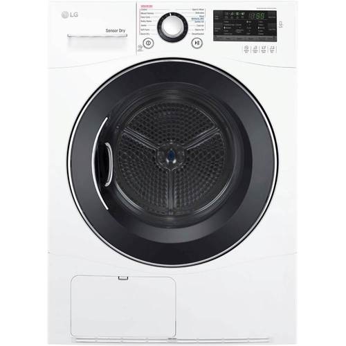 LG - 4.2 Cu. Ft. 14-Cycle Compact Electric Dryer - White - Front_Standard