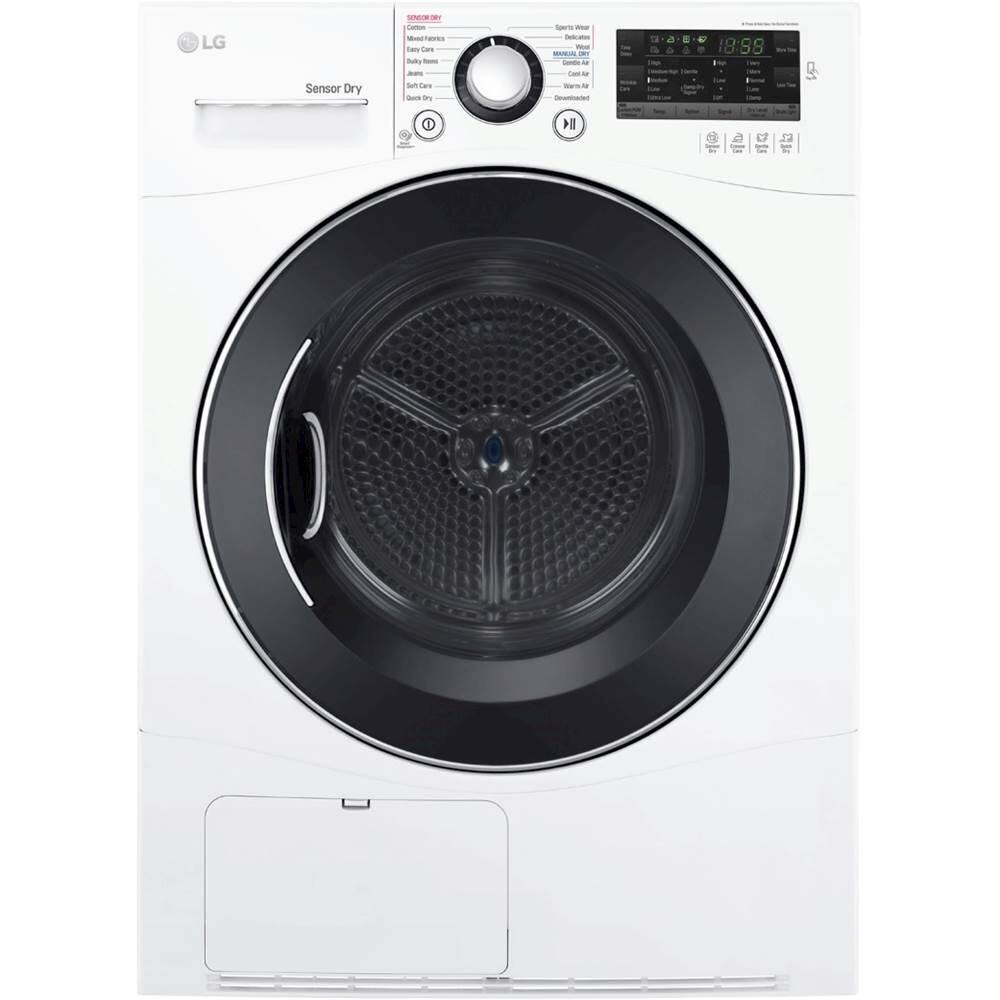 LG - 4.2 Cu. Ft. 14-Cycle Compact Electric Dryer - White - Front_Zoom