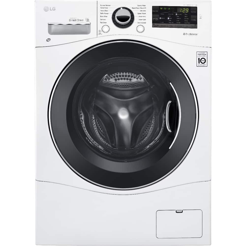 LG - 2.3 cu.ft. 14-Cycle Front-Loading Compact Washer and 7-Cycle Dryer Combo with Steam - White - Front_Standard
