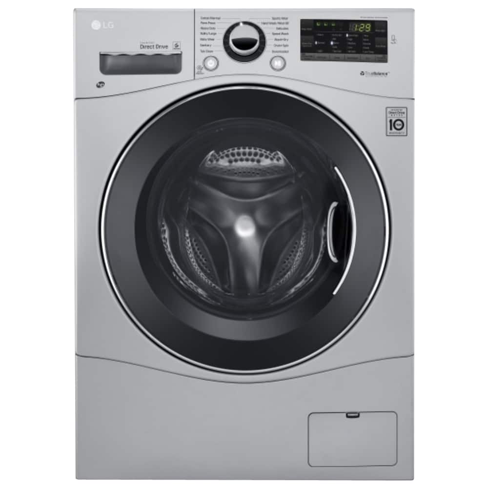 LG - 2.3 Cu. Ft. 14-Cycle Compact Front-Loading Washer and Electric Dryer Combo - Silver - Front_Zoom
