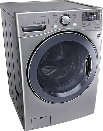 LG - TurboWash 4.5 Cu. Ft. 12-Cycle Front-Loading Washer with Steam - Graphite Steel - Angle_Standard