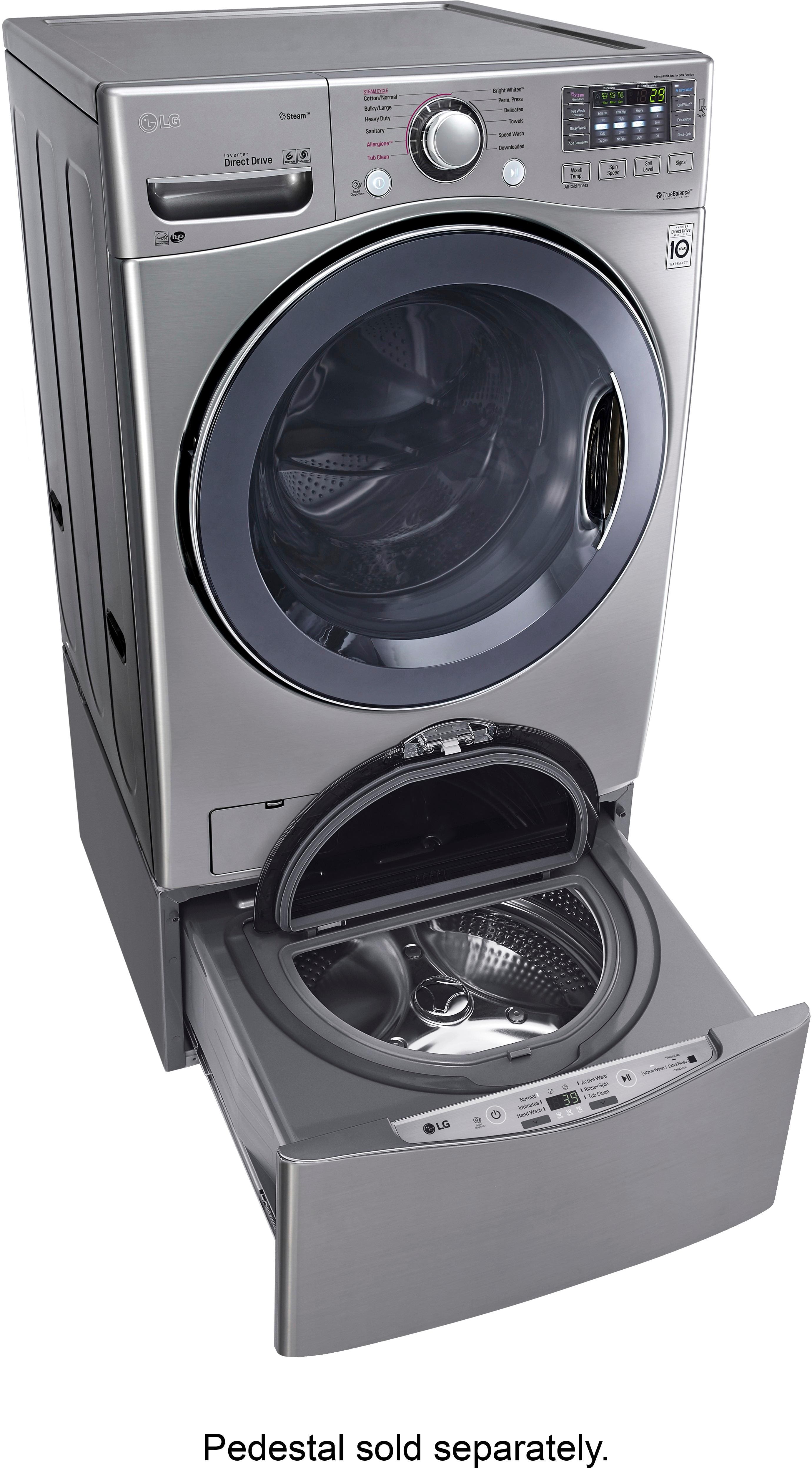 LG - TurboWash 4.5 Cu. Ft. 12-Cycle Front-Loading Washer with Steam - Graphite Steel - Alt_View_Standard_16