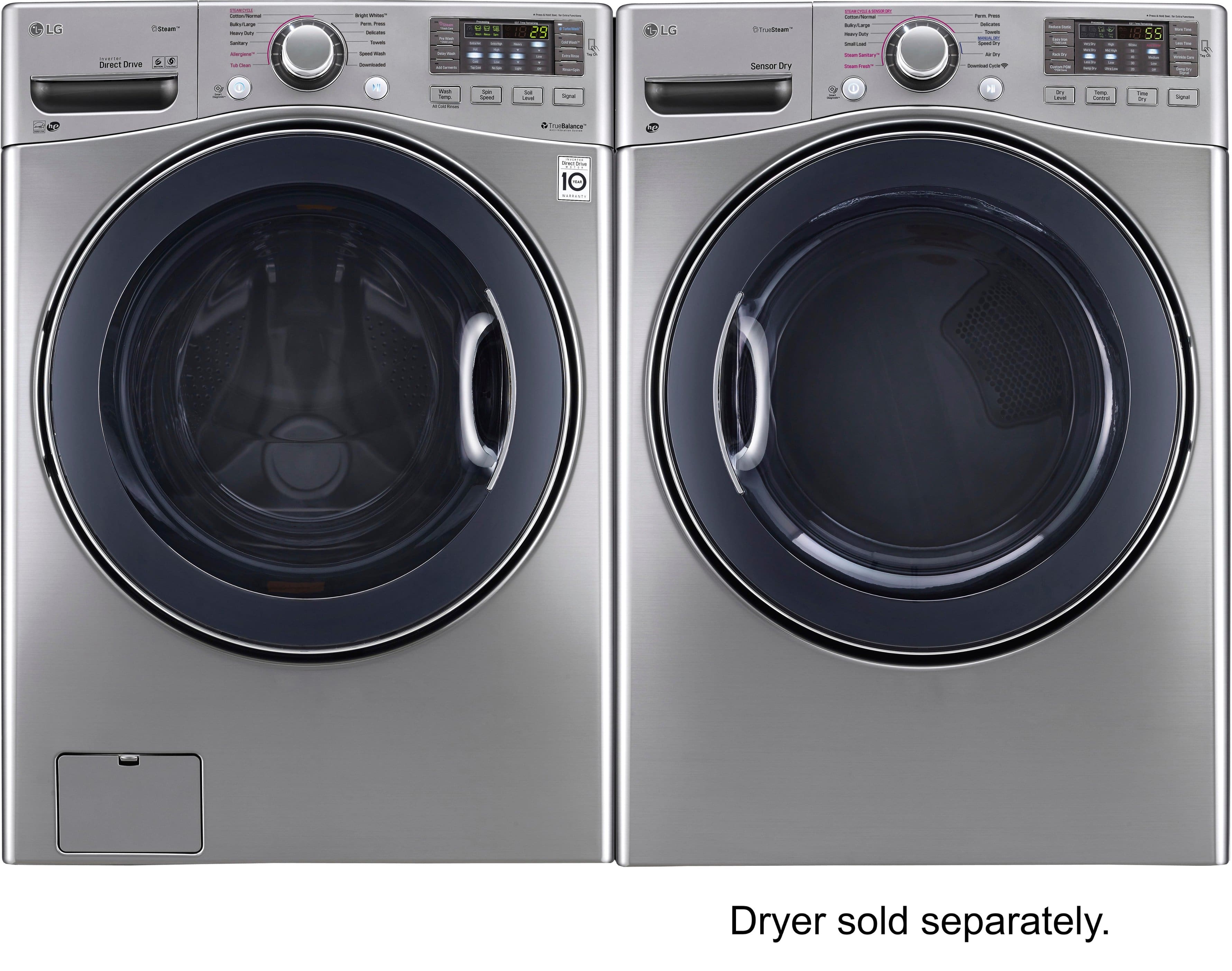 LG - TurboWash 4.5 Cu. Ft. 12-Cycle Front-Loading Washer with Steam - Graphite Steel - Alt_View_Standard_6