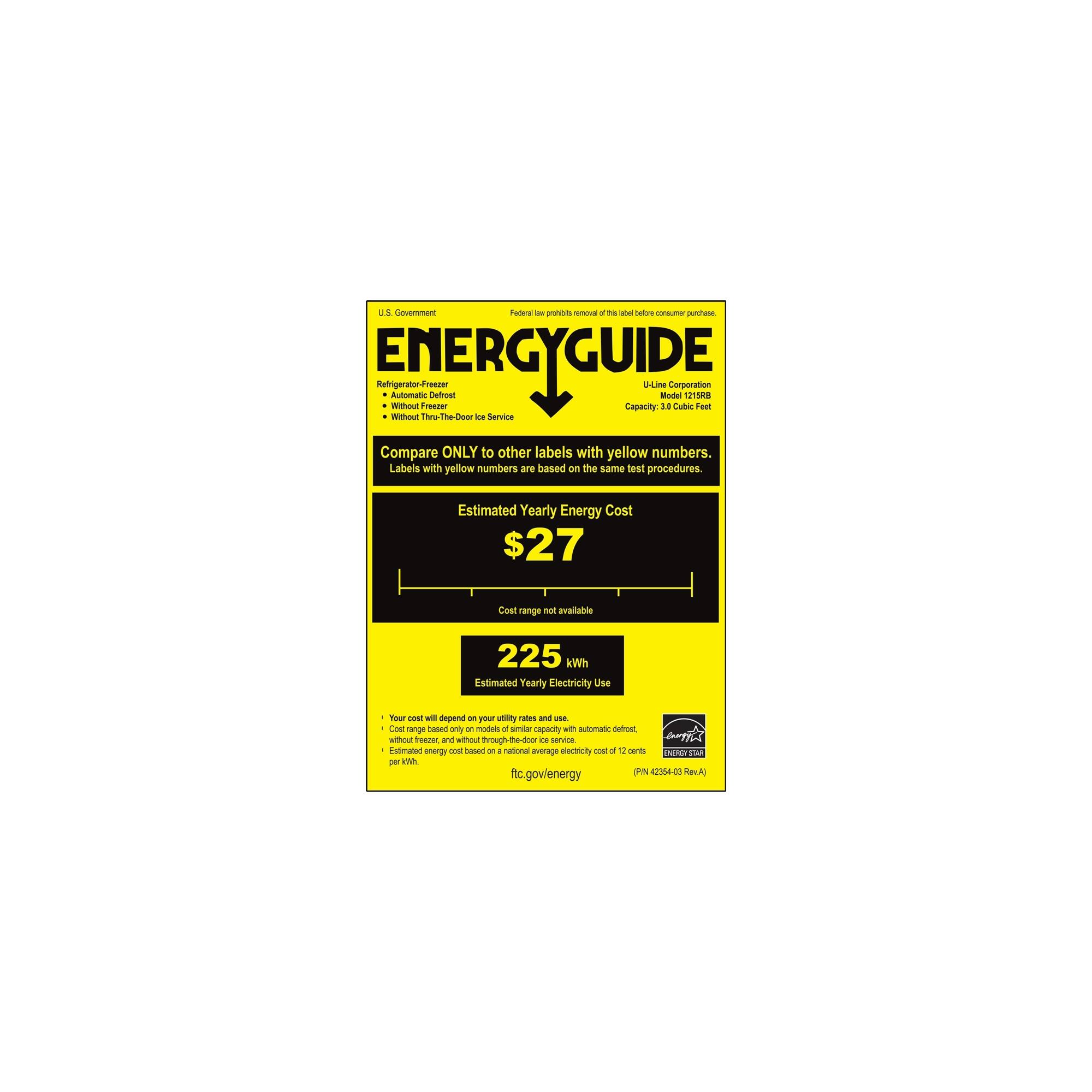 U-Line - Outdoor Series 2.9 Cu. Ft. Compact Refrigerator - Stainless solid - Energy_Guide