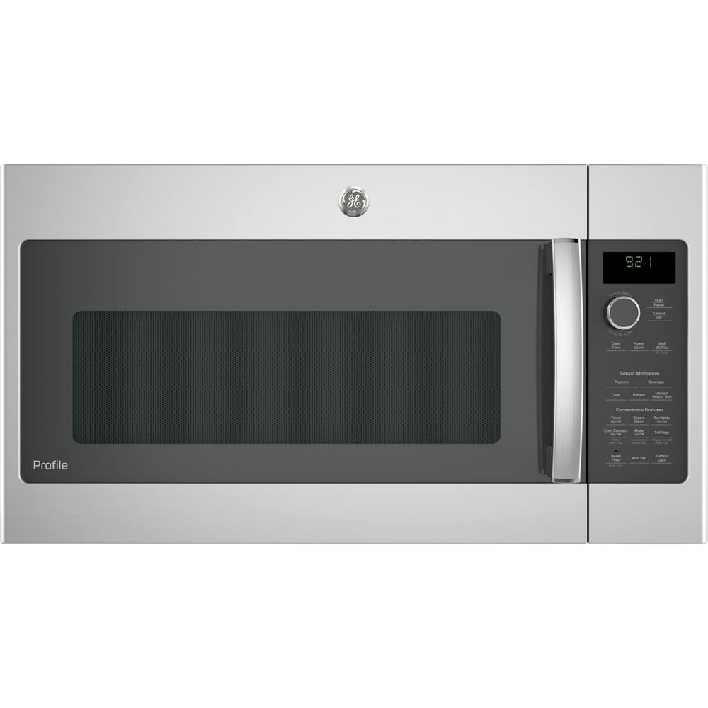 GE - Profile™ Series 2.1 cu. ft. Sensor Over-the-Range Microwave - Stainless steel - Front_Standard