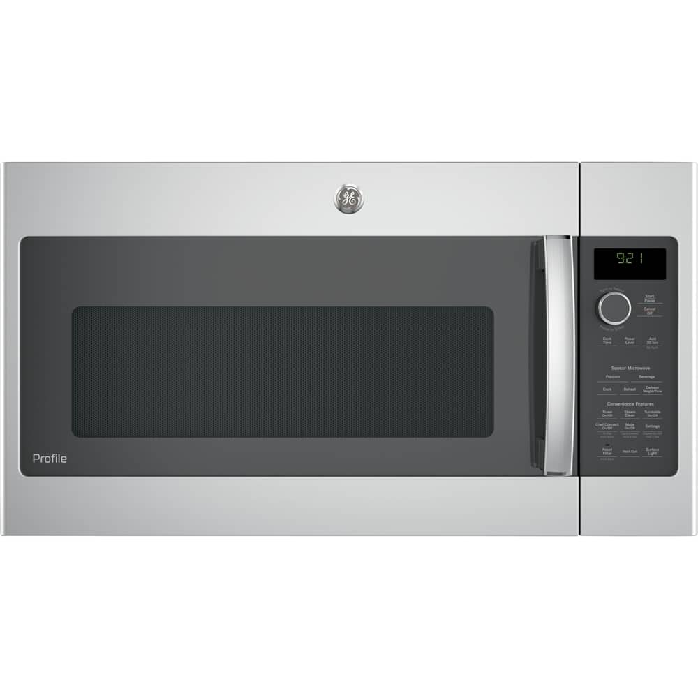 GE - Profile™ Series 2.1 cu. ft. Sensor Over-the-Range Microwave - Stainless steel - Front_Zoom