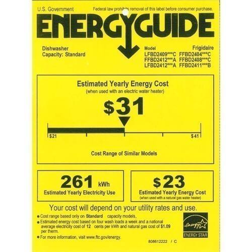 Frigidaire - 24" Tall Tub Built-In Dishwasher - Stainless steel - Energy_Guide