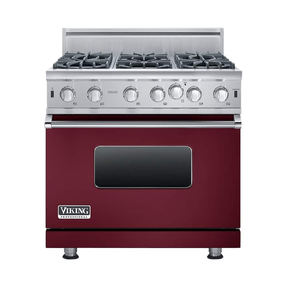 Viking - 5.1 Cu. Ft. Freestanding Gas Convection Range - Burgundy - Front_Zoom