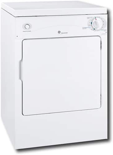 GE - Spacemaker 3.6 Cu. Ft. 3-Cycle Portable Electric Dryer - White - Front_Standard