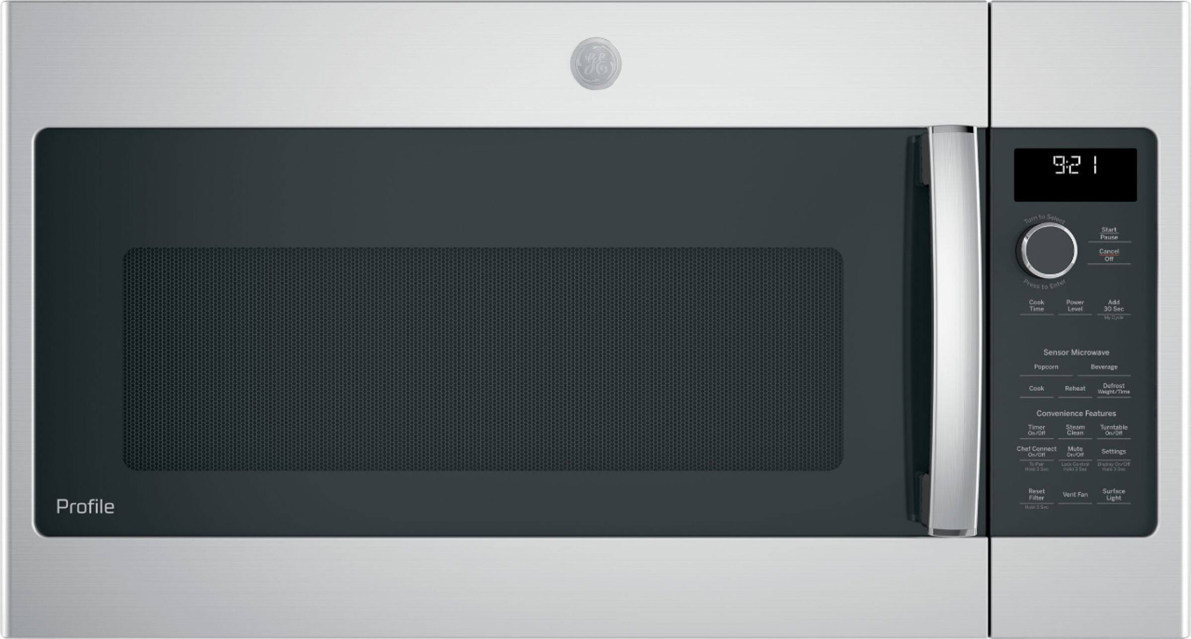 GE - 2.1 Cu. Ft. Over-the-Range Microwave - Stainless steel - Front_Zoom